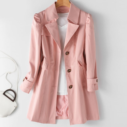 Damen Trenchcoat Ein-Knopf-Modell Gesteppte Schultern