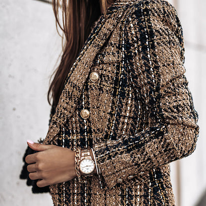 Damen Blazer Karomuster Gestrickt
