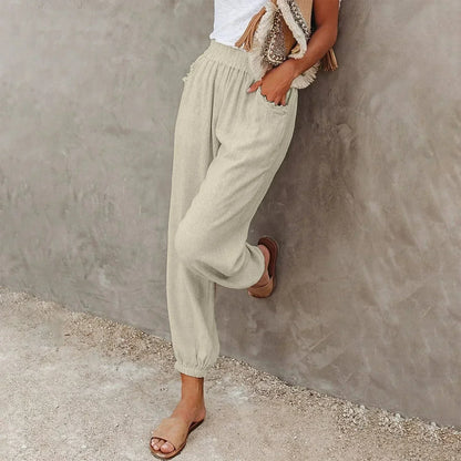 Damen Freizeit-Hose Leicht Atmungsaktives Material Beige