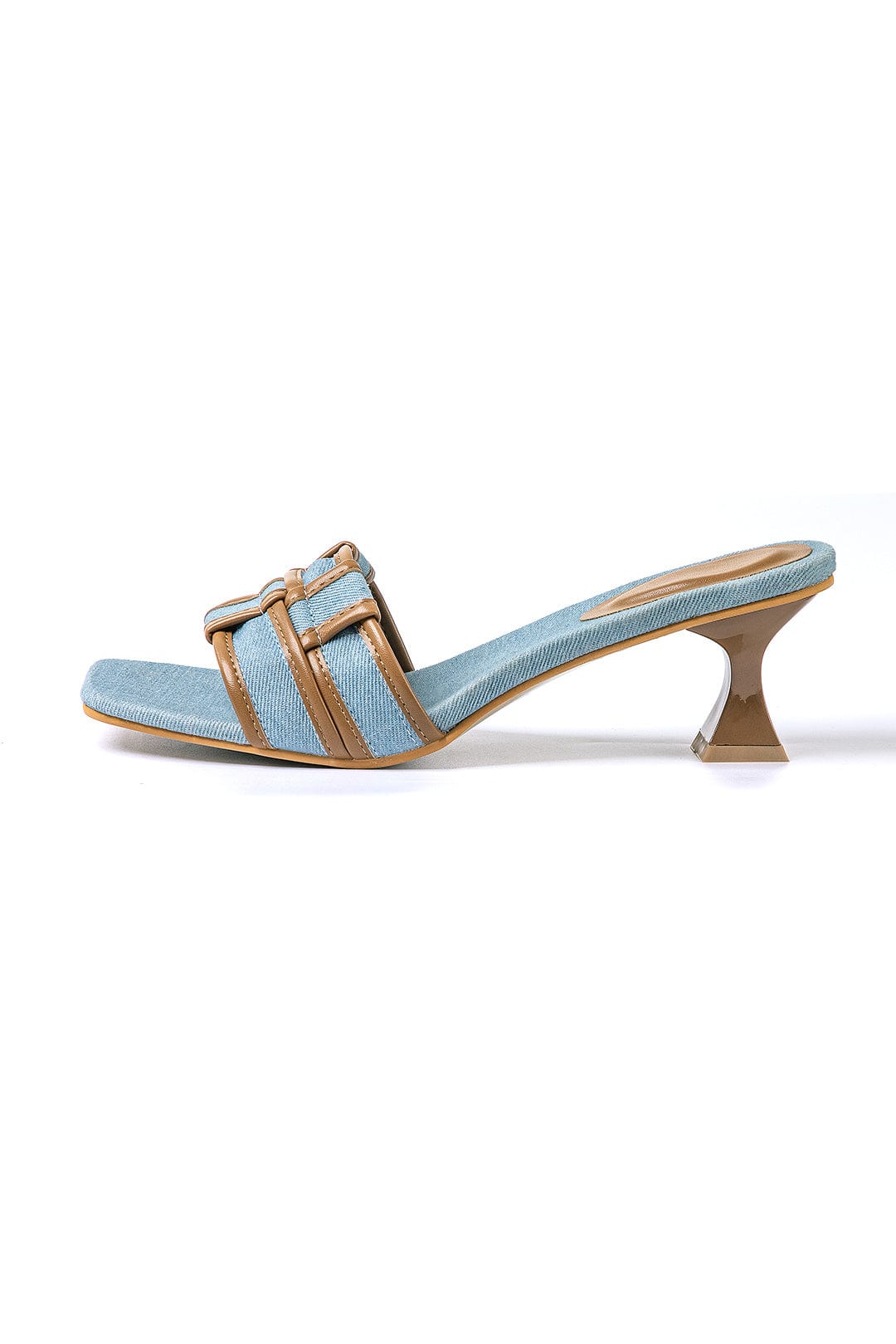 Damen Denim Mules Blockabsatz Elegantes Design