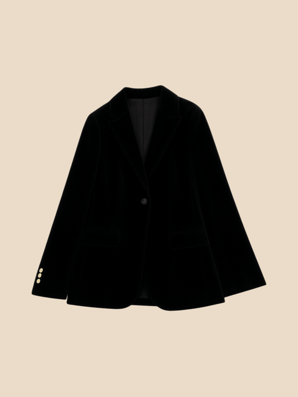 Damen Samt Blazer Reverskragen Elegant