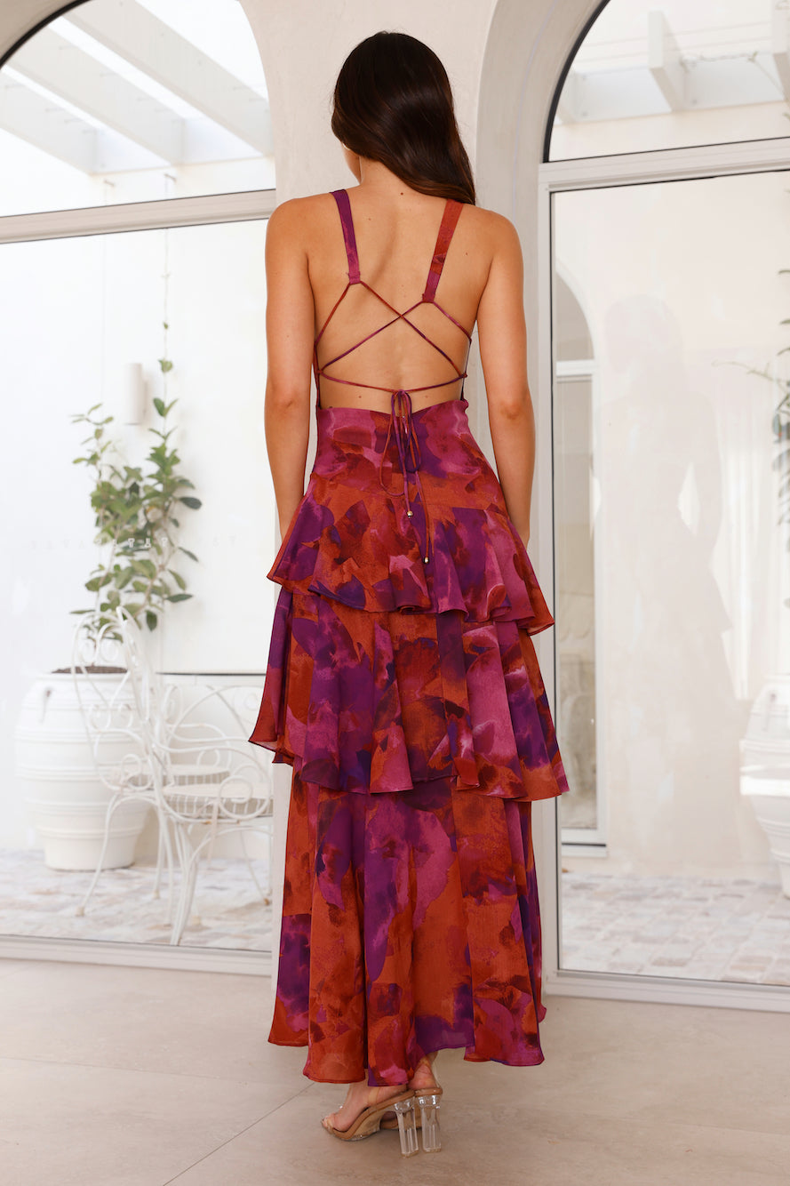 Emilia Damen Geblümtes Maxikleid Stufen-Schnitt