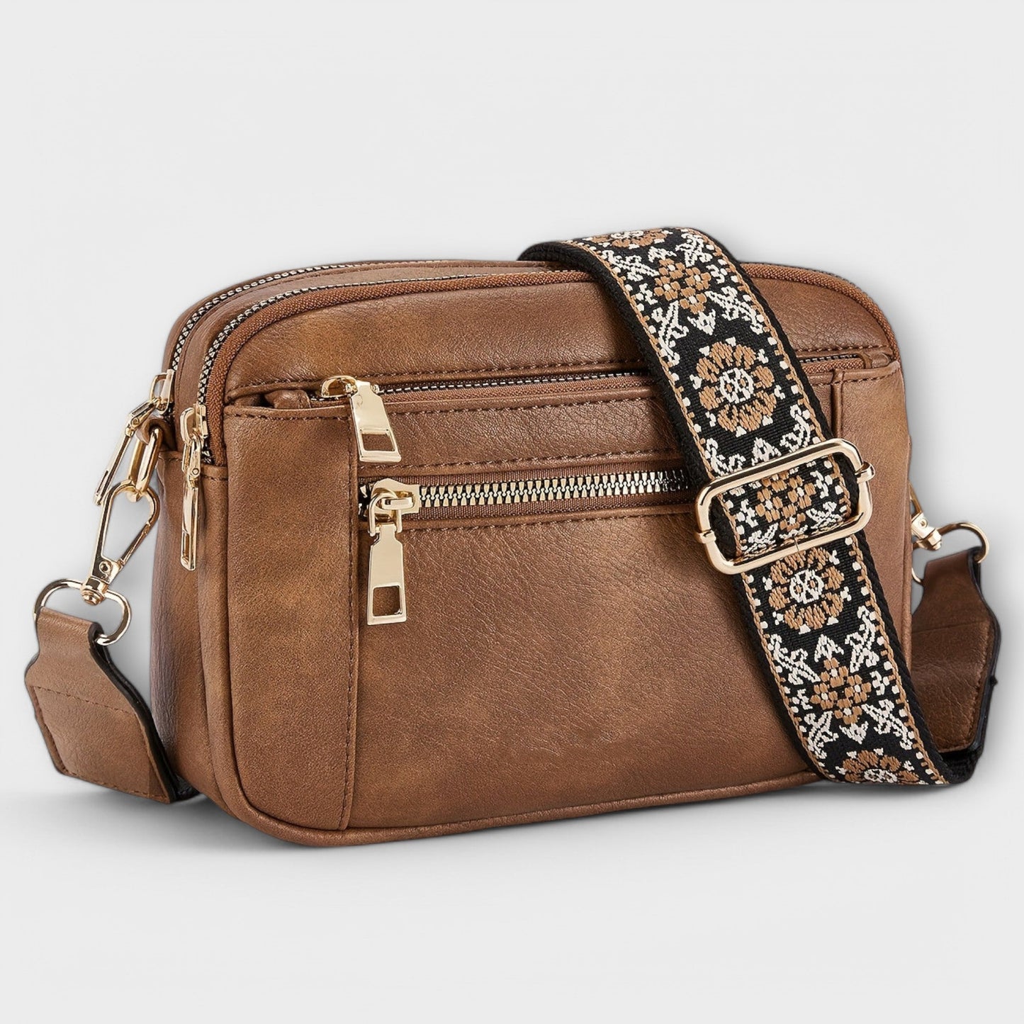 Retro Boho Chic Schultertasche Leder Braun - Norvielle