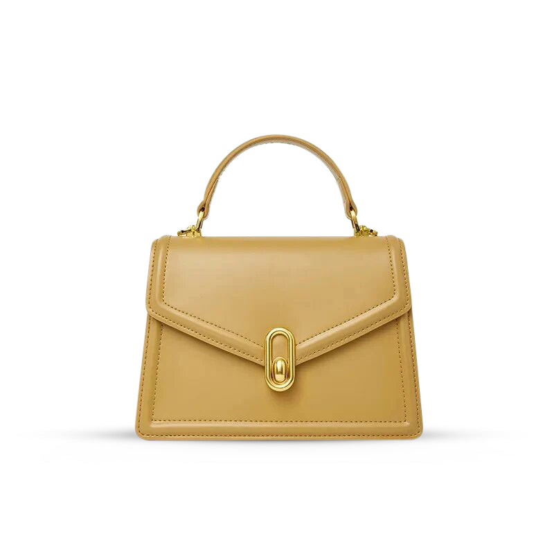 Damenhandtasche Strukturiert Leder -Handle Goldfarben Schwarz - Norvielle
