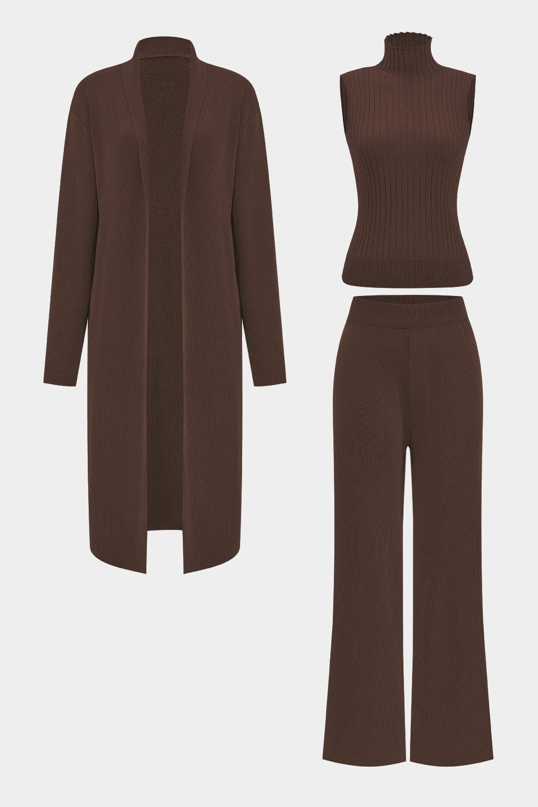 Damen Elegantes Strickset 3-teilig Gerippt