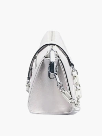 Weißes Leder Schultertasche Damen