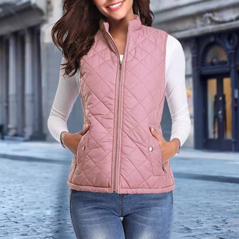 Damen Steppjacke Elegantes Design Reißverschluss