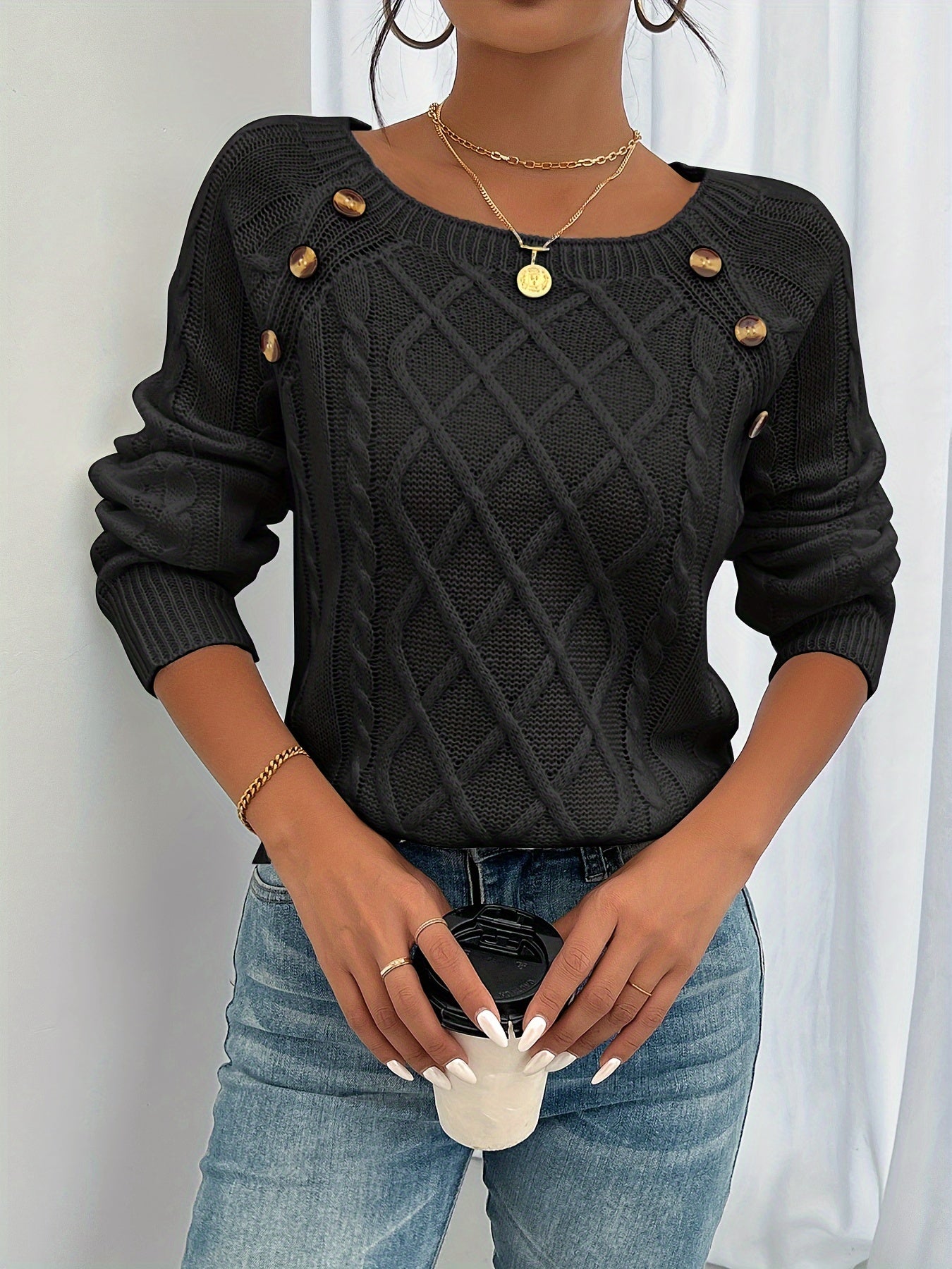 Norvielle Damen Pullover Rundhalsausschnitt Casual