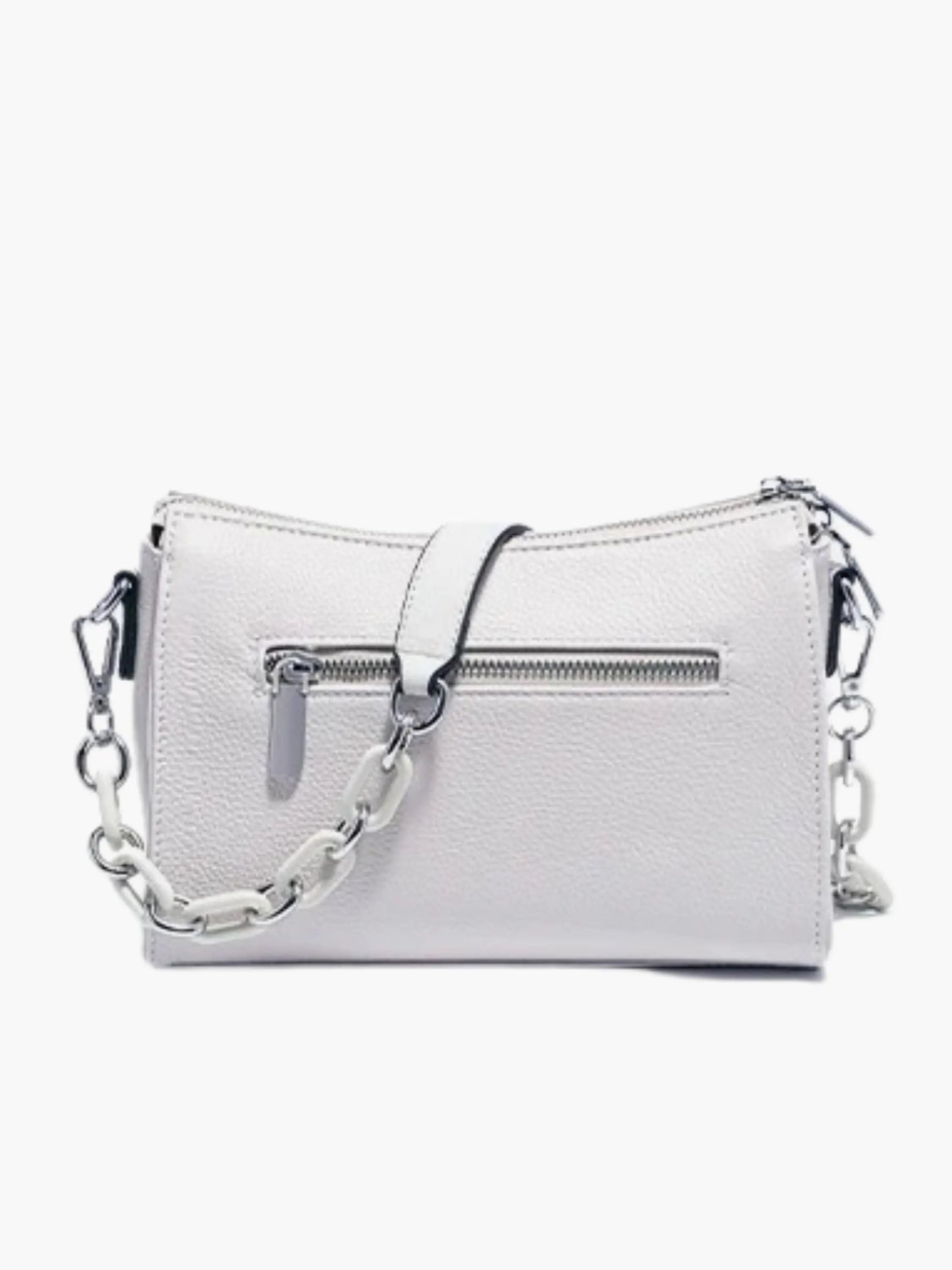 Weißes Leder Schultertasche Damen