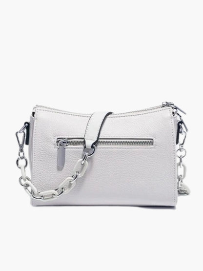 Weißes Leder Schultertasche Damen