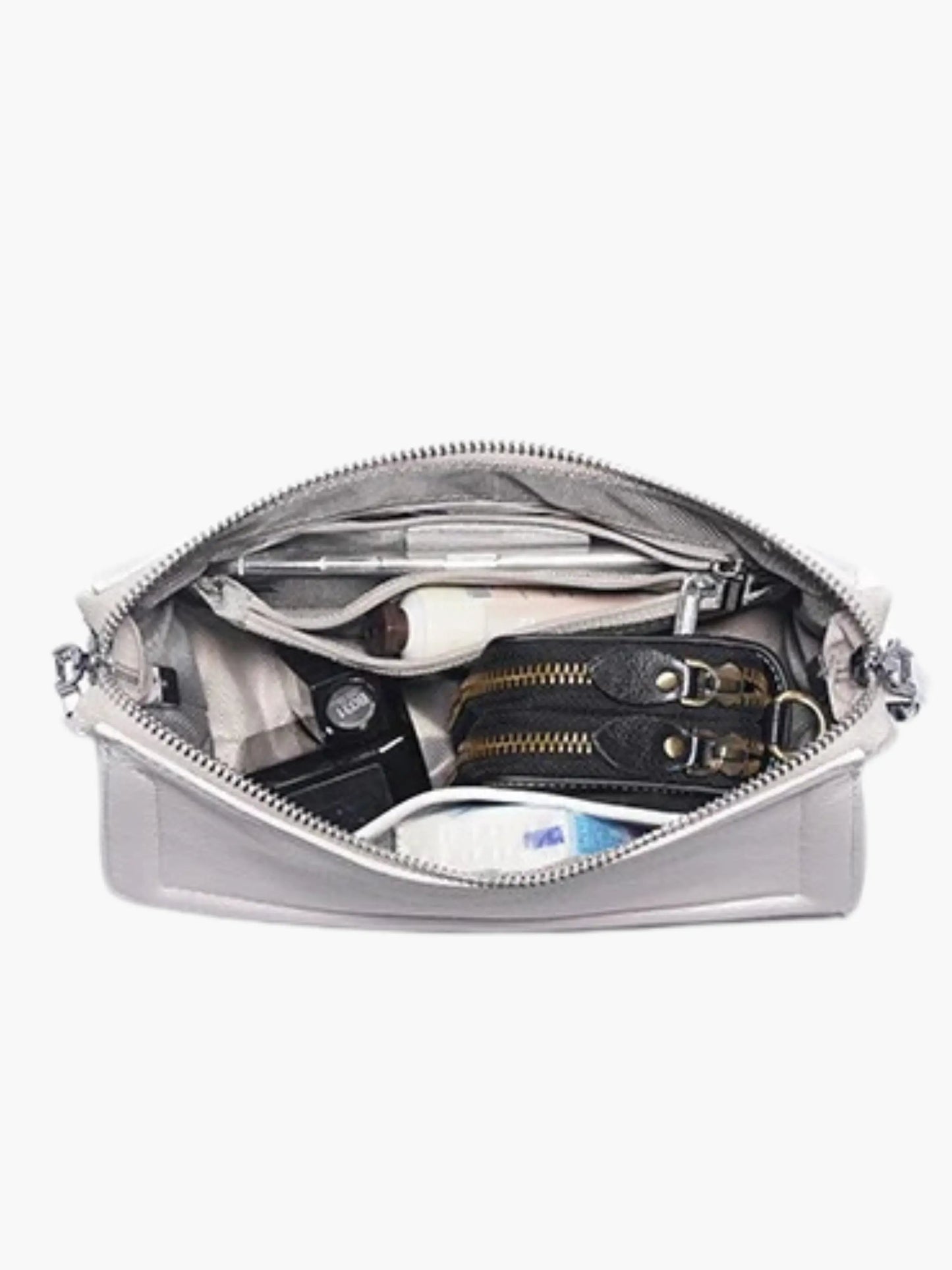 Weißes Leder Schultertasche Damen
