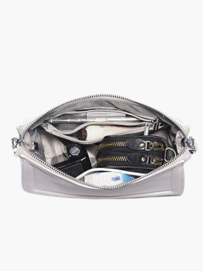 Weißes Leder Schultertasche Damen