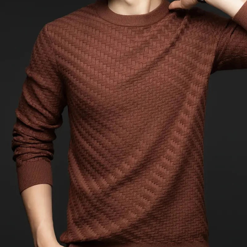Damen Pullover Rundhals Strukturmuster