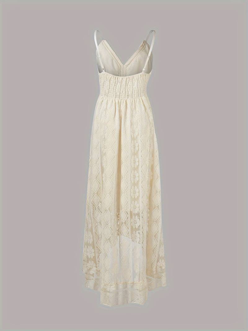 Damen Maxi-Sommerkleid Spaghettiträger V-Ausschnitt Boho-Stil