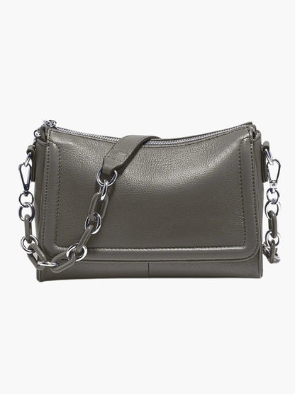 Weißes Leder Schultertasche Damen
