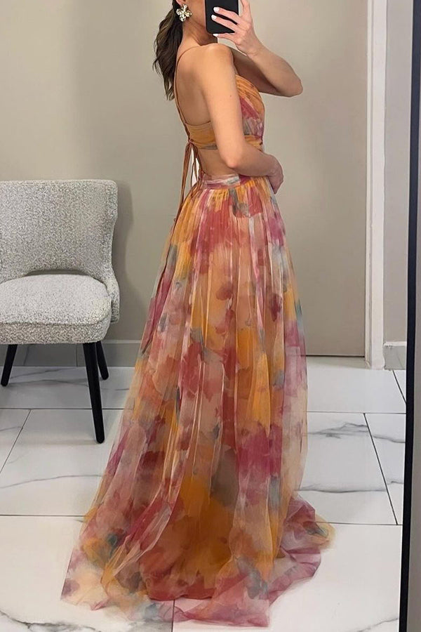 Damen Maxi-Kleid Faltenrock