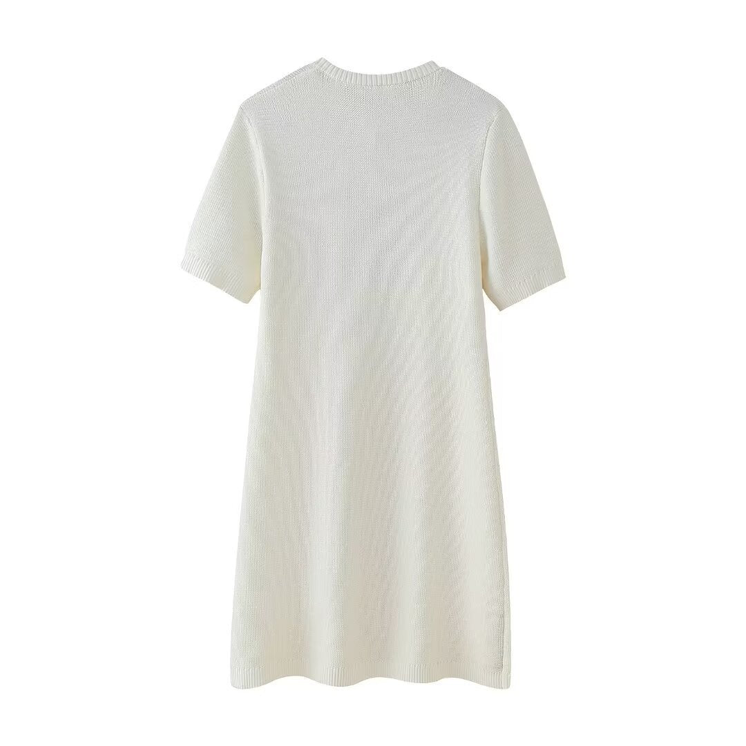 Damen Minikleid Kurzärmelig Knopfleiste Elegantes Design