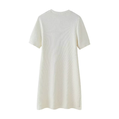 Damen Minikleid Kurzärmelig Knopfleiste Elegantes Design