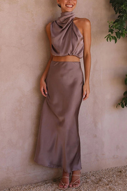 Damen Maxi Neckholder Kleid Hochzeitsgast