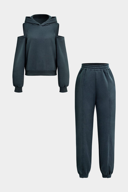Damen Hoodie-Set Sportlich Cut-Outs - Norvielle