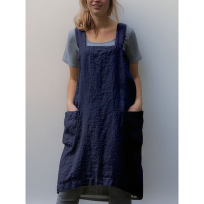 Damen Schürzenkleid mit Taschen Lässig Sommer