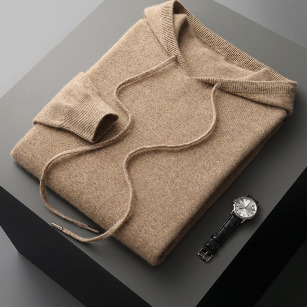 Rainer Herren Kaschmir-Pullover Kapuze Beige - Norvielle