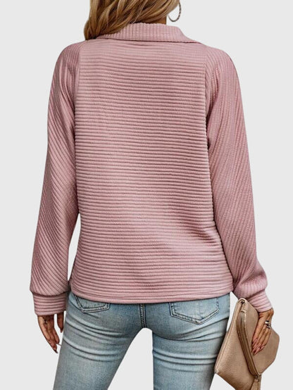 Damen Langarm-Pullover Lässig Reißverschluss