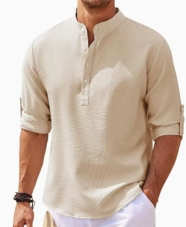 Herren Henley Hemd Langärmlig Lässig