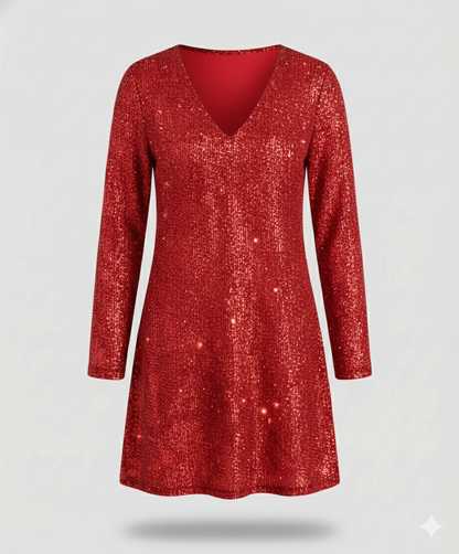 Damen Paillettenkleid Langarm