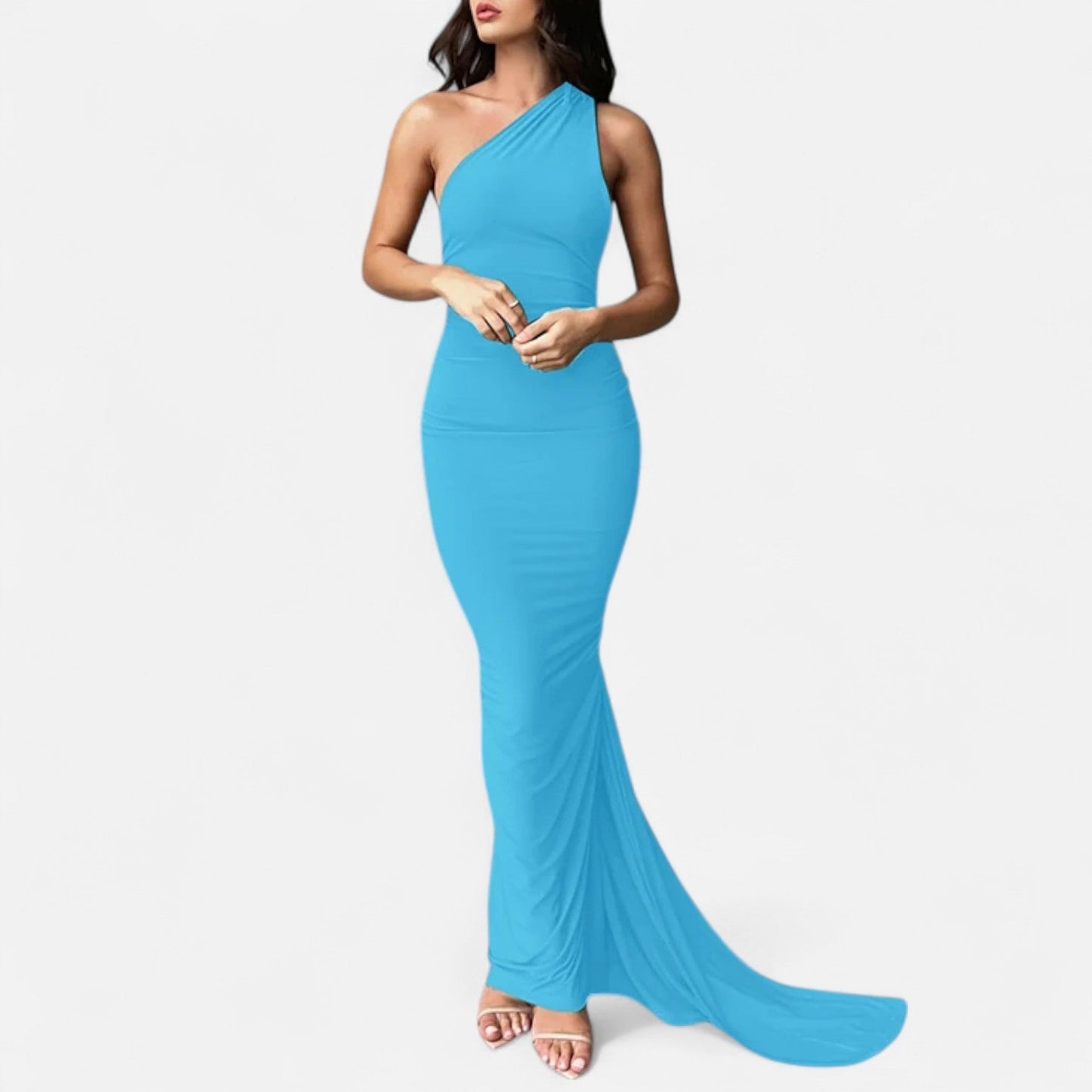 Damen Maxikleid Ein-Schulter-Neckholder