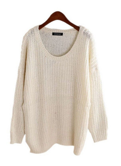 Damen Grobstrickpullover Weit Schnitt Maschenstruktur