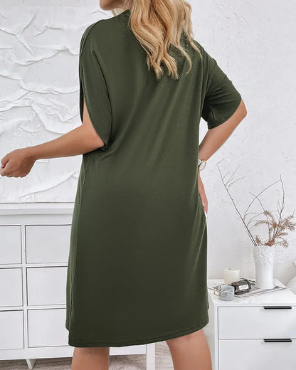 Damenkleid V-Ausschnitt Kurzarm Elegantes