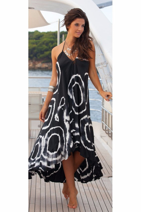 Damen Maxikleid Asymmetrischer Saum Trendiges Muster - Norvielle