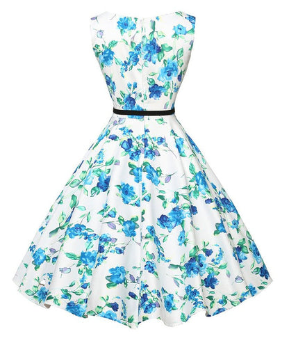 Damen Midi-Kleid Floralmuster Tailliert Norvielle