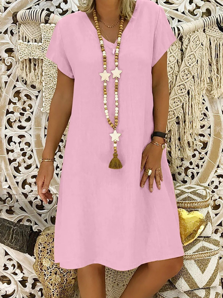 Damen Kleid Bequem Leicht Locker