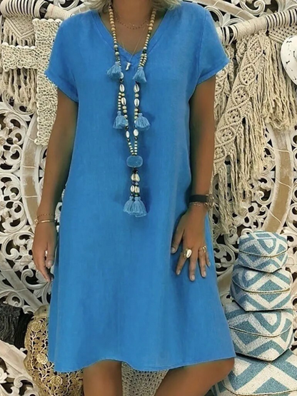 Damen Kleid Bequem Leicht Locker
