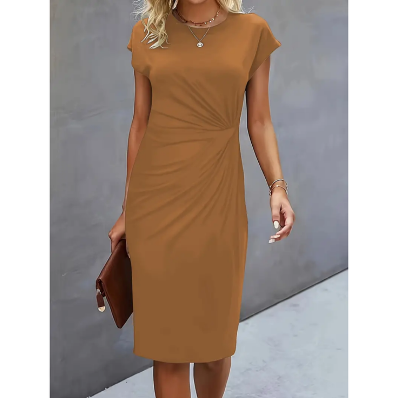 Damen Midikleid Kurzarm Formales Design