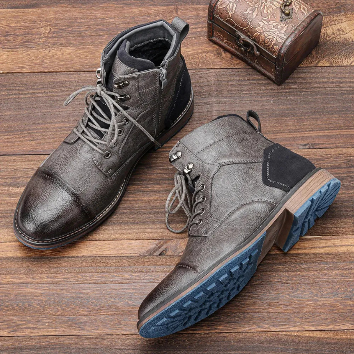 Herren Lederstiefel Vintage Ankle Boots