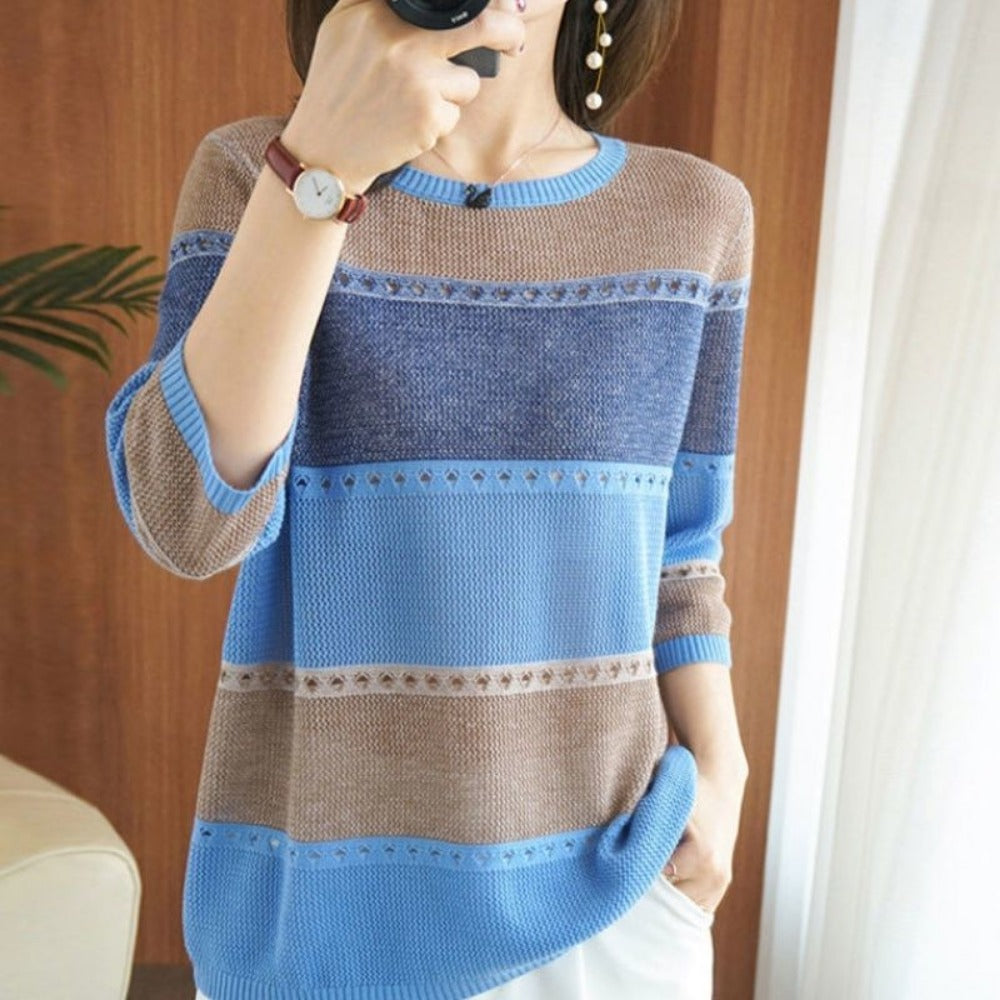 Damen Strickpullover Colorblock
