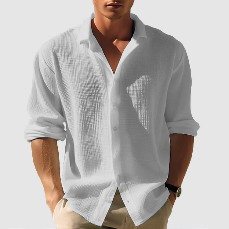 Herren Langarmhemd Waffelstrick Lässig