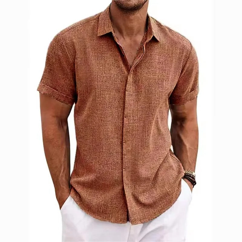 Herren Polo-Shirt Kurzarm Knopf Weiss