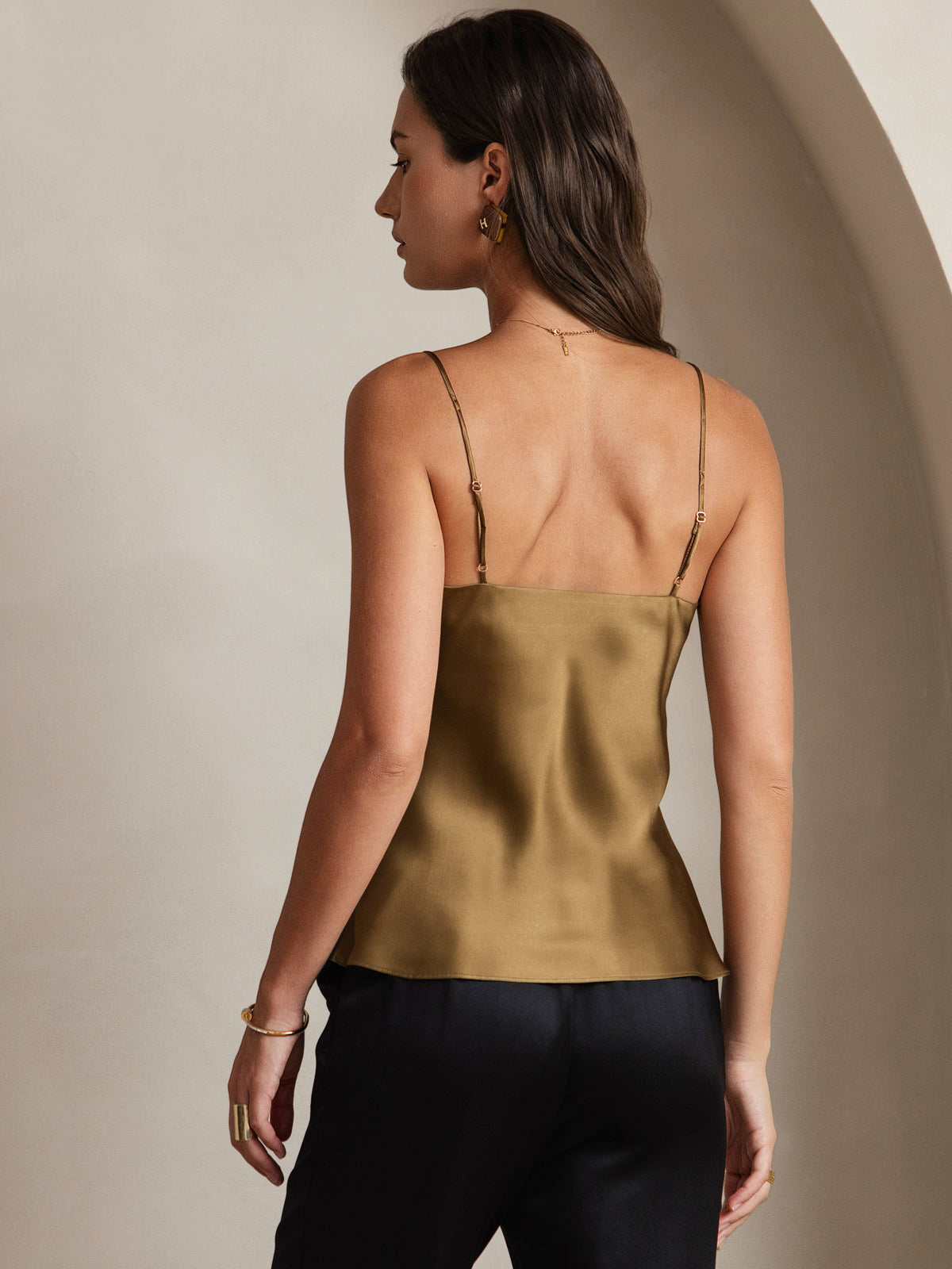 Seidencamisole Damen V-Ausschnitt Spaghettiträger