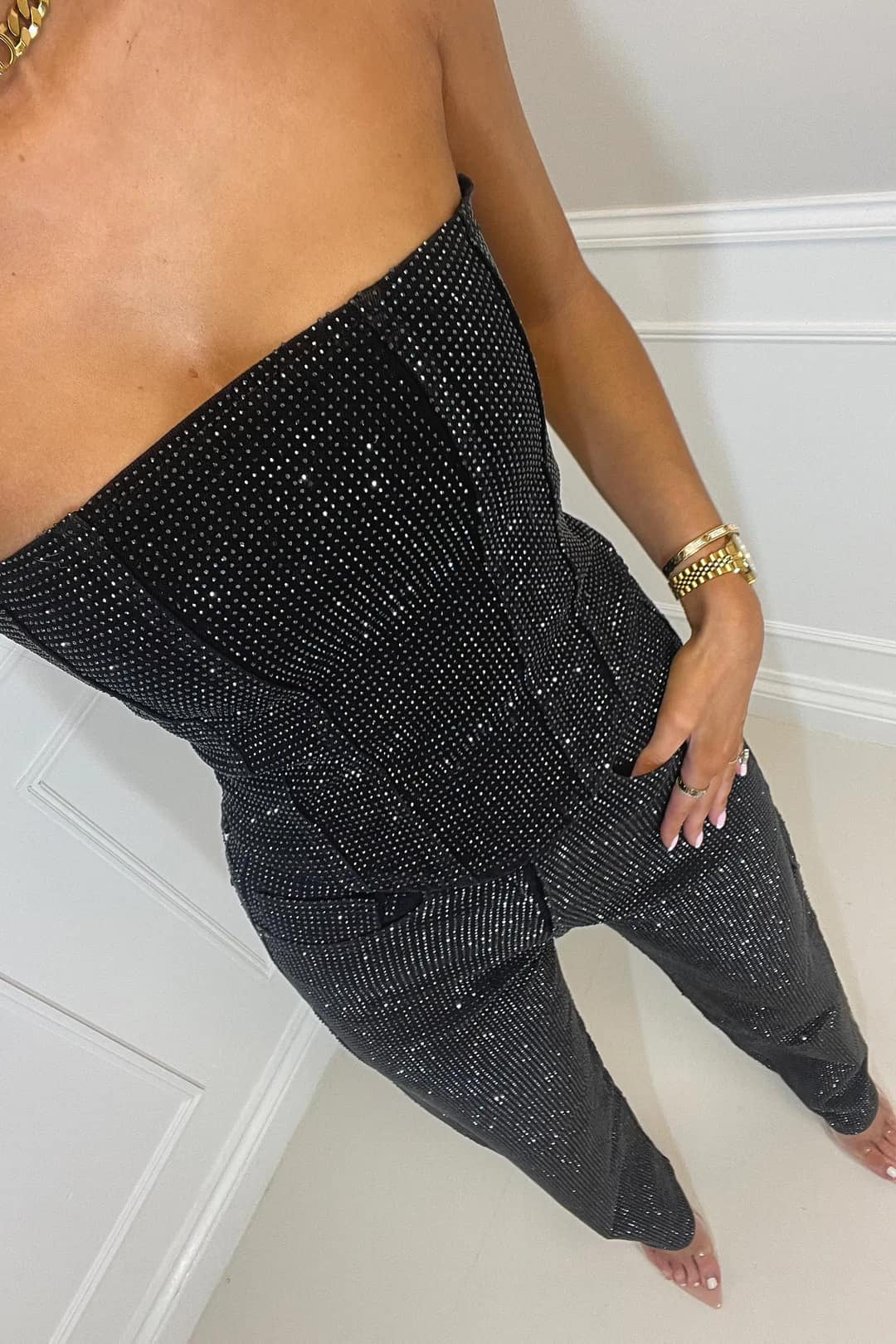 Damen Glitzer Oberteil und Hose