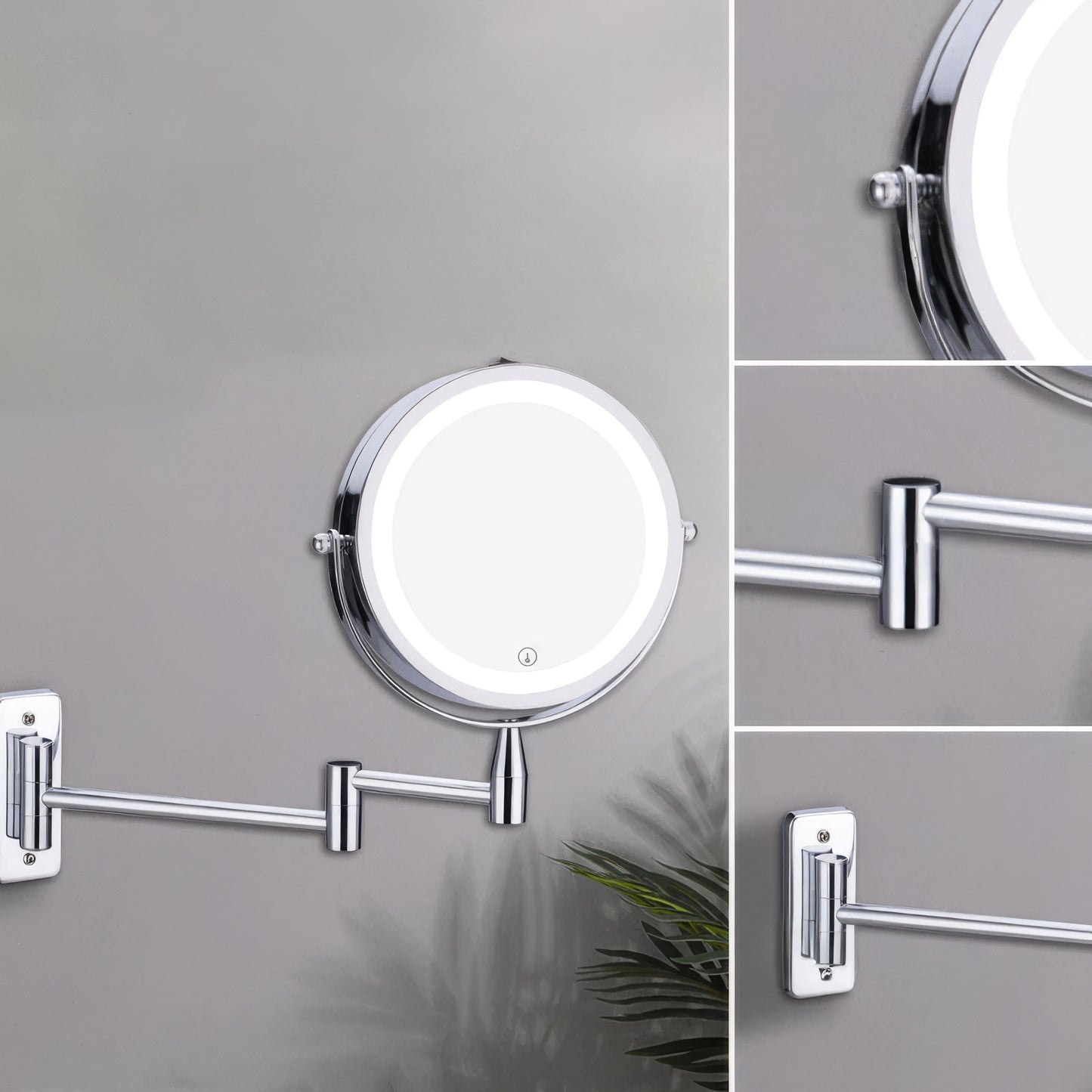 Evida LED Vergrößerungsspiegel Chrom Präzise Schminken