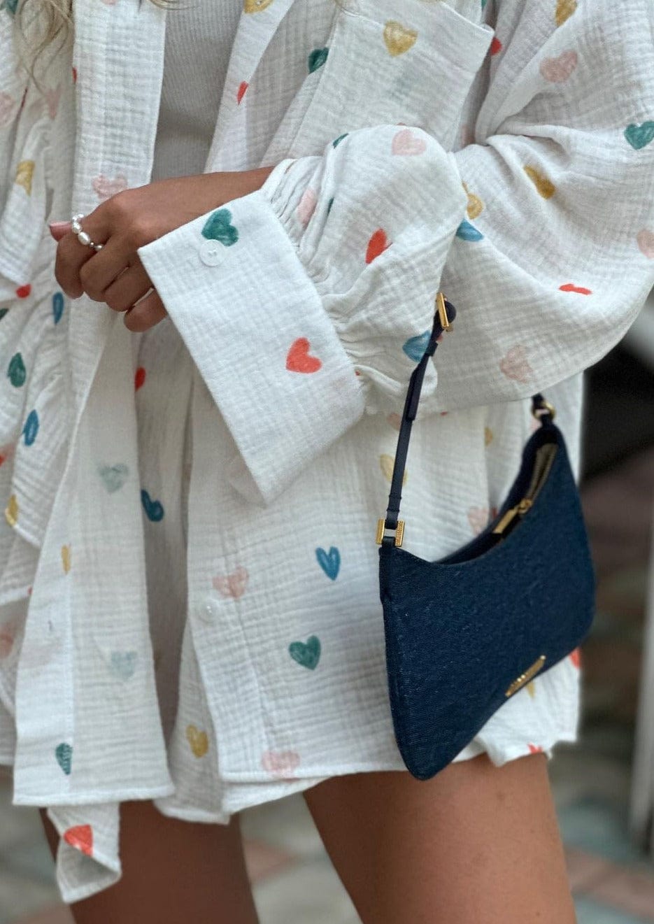 Damen Zweiteiler-Set Herz-Print Leicht Sommer