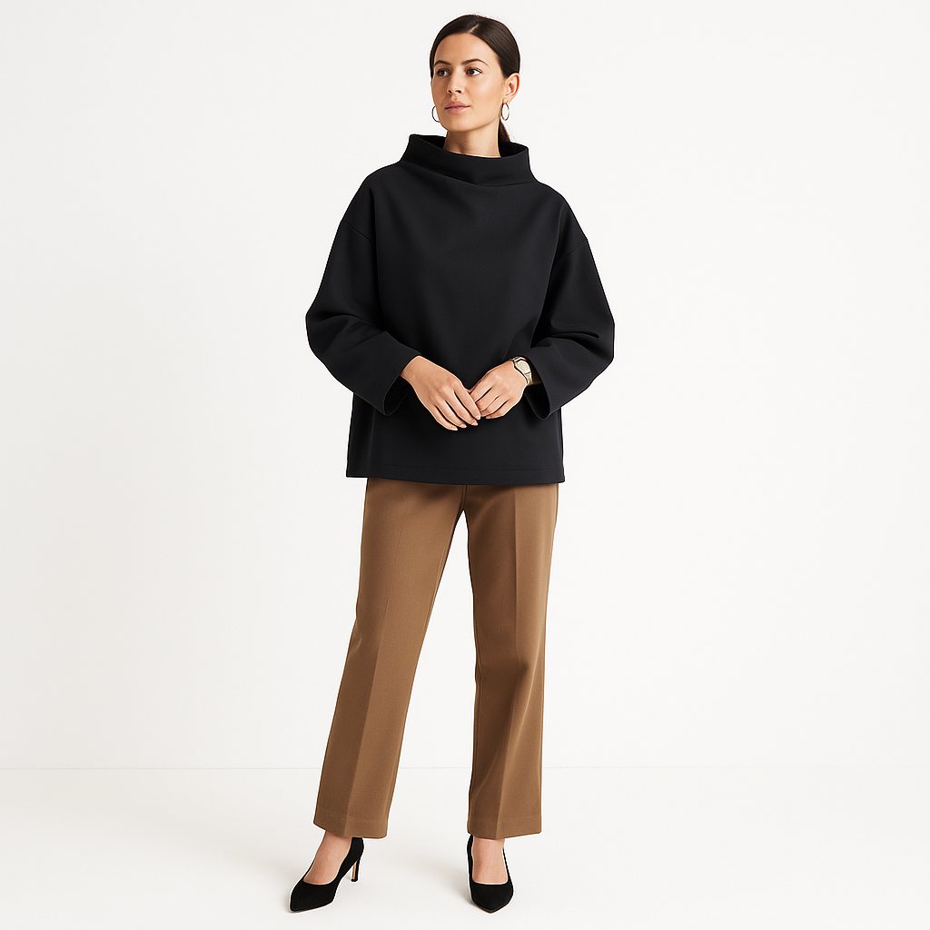 Damen Rollkragenpullover Schwarz - Norvielle