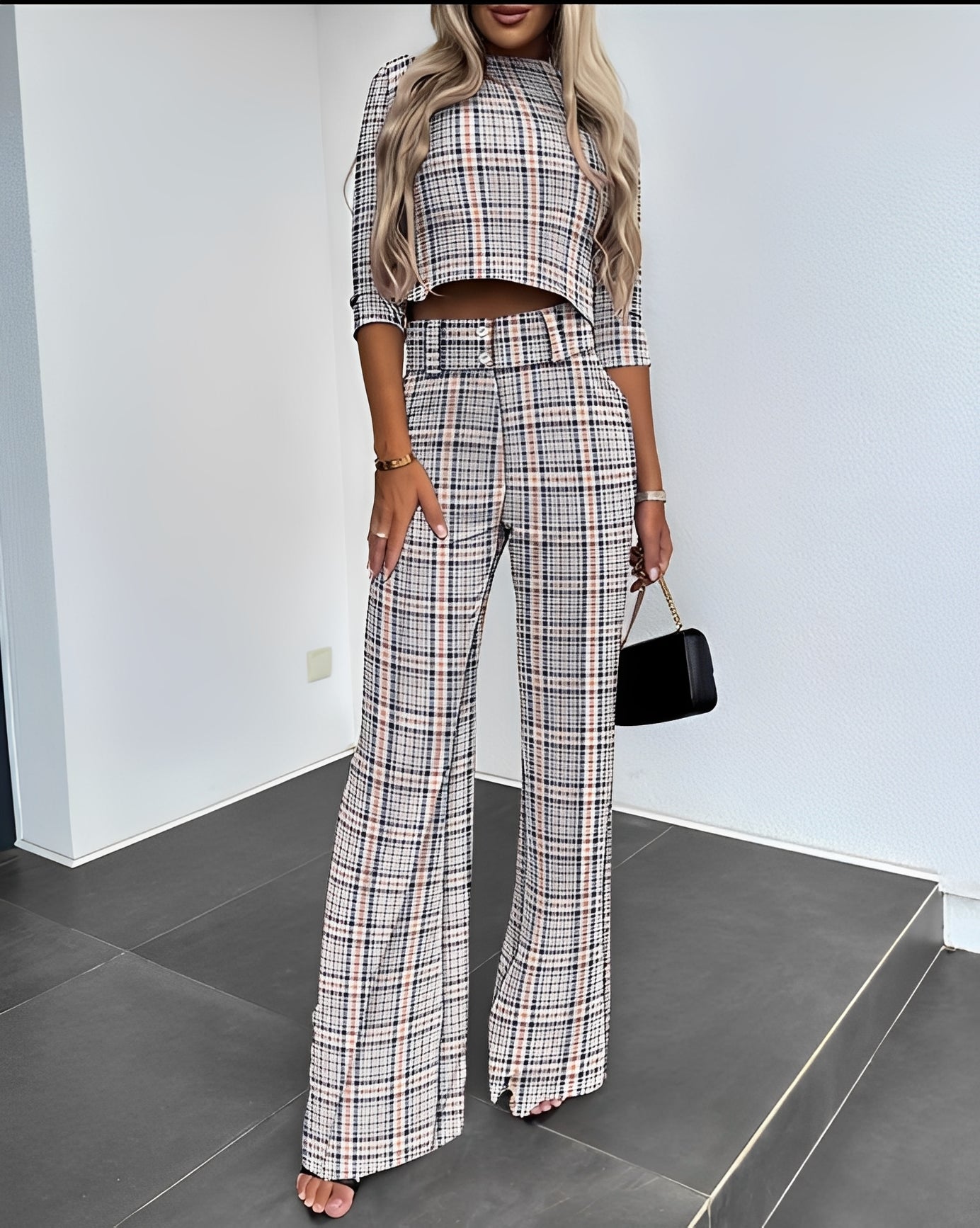Damen Kurzes Oberteil Hose Set Lässig