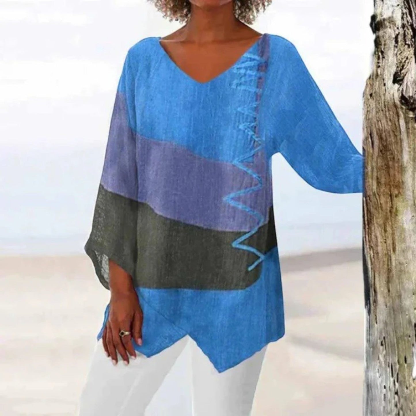 Damen Bluse V-Ausschnitt Langärmlig Elegante Bluse