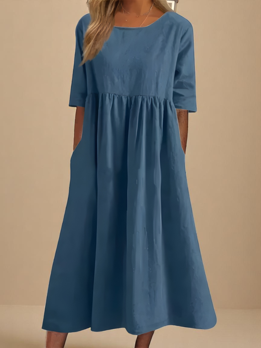 Damen Baumwollkleid Luftig Weiß - Norvielle