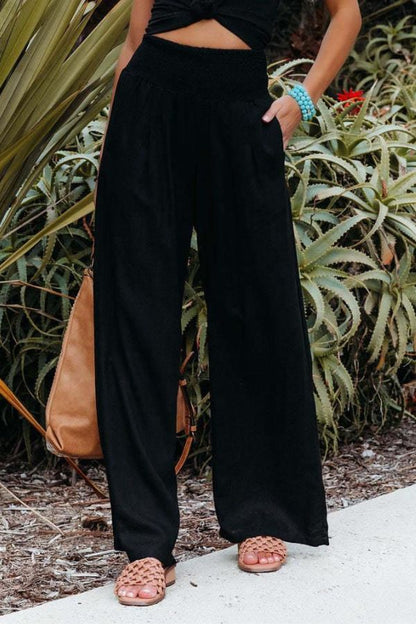 Norvielle Damen Dehnbare Palazzo-Hose Elegant